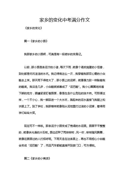 家乡的变化中考满分作文