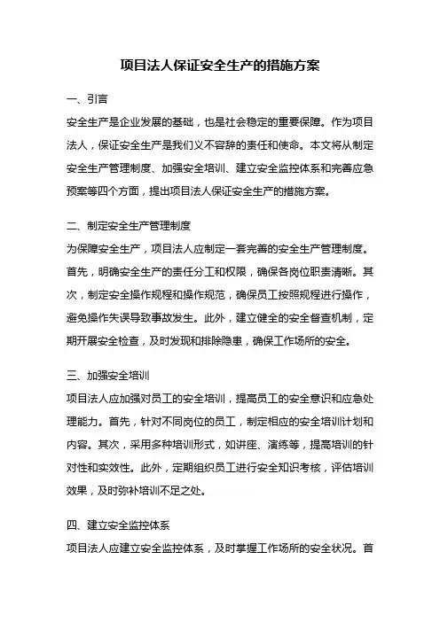 项目法人保证安全生产的措施方案