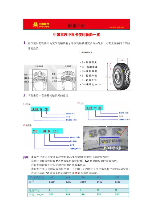 中国重汽重中卡使用轮胎一览表