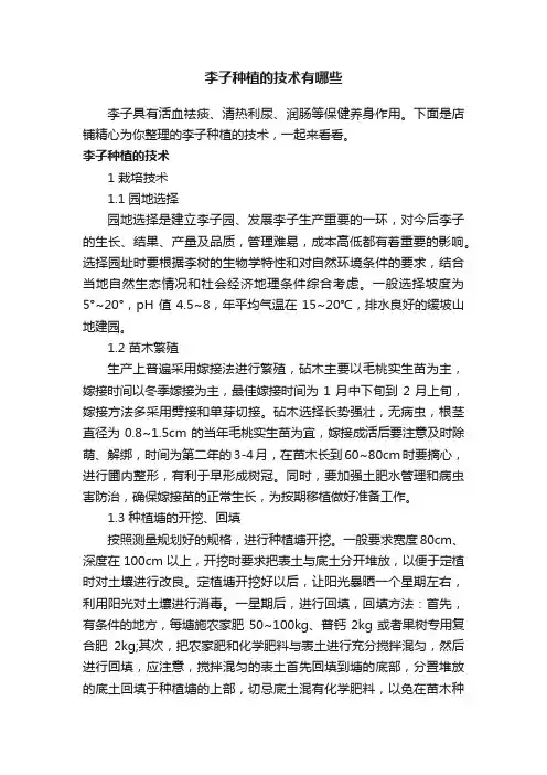 李子种植的技术有哪些