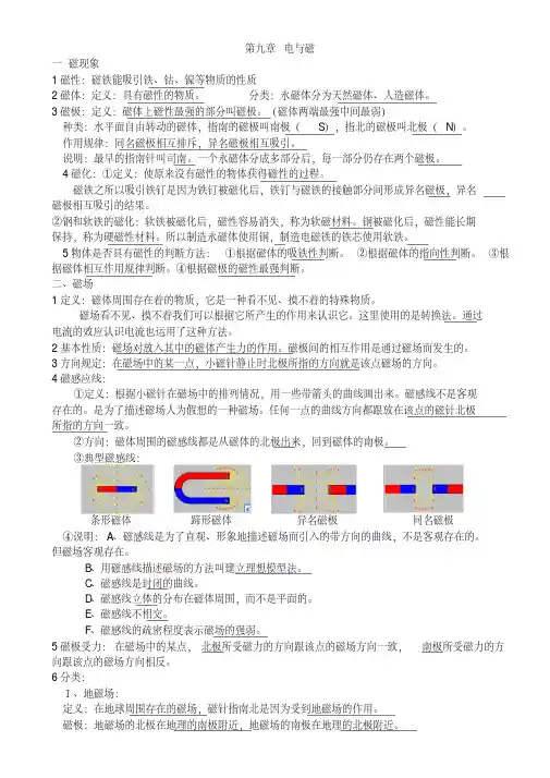 (完整版)初中物理电与磁知识点总结
