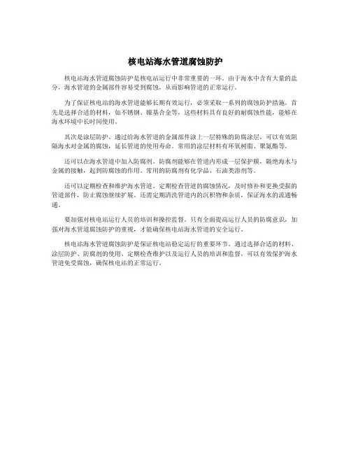 核电站海水管道腐蚀防护