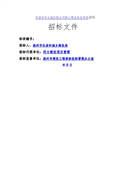 2019年滨州市主城区新立河桥工程EPC总承包项目招标