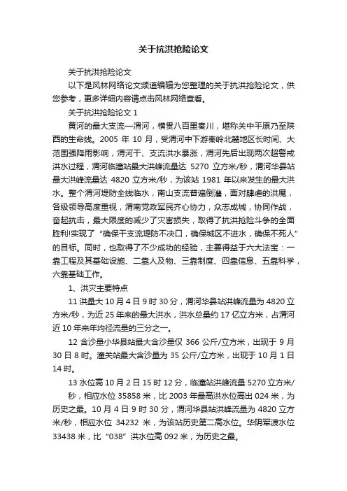 关于抗洪抢险论文