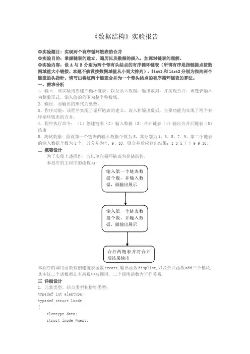 链表合并实验报告