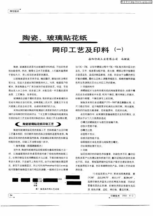 陶瓷、玻璃贴花纸网印工艺及印料(一)