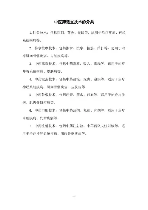 中医药适宜技术的分类