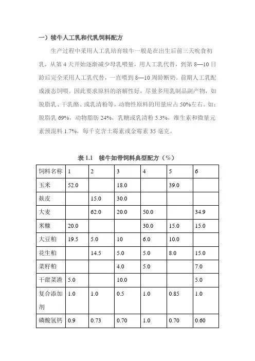 犊牛代乳料配方