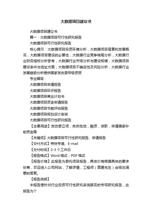 大数据项目建议书