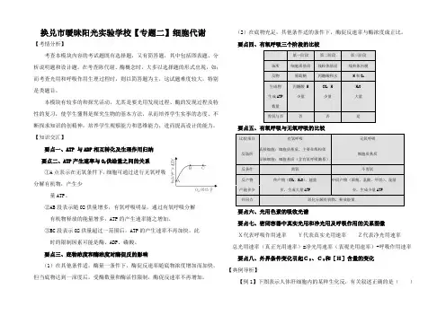 高三生物高考二轮专题辅导细胞代谢