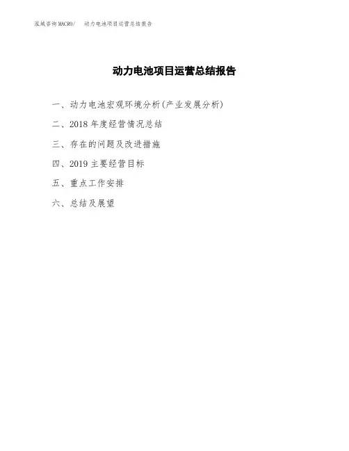 动力电池项目运营总结报告