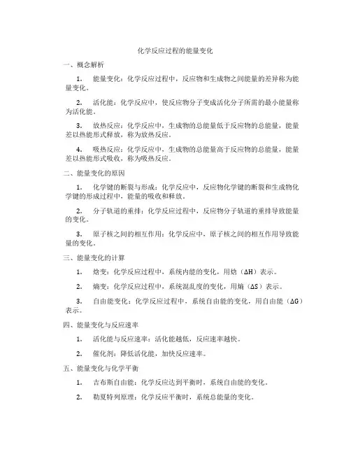 化学反应过程的能量变化