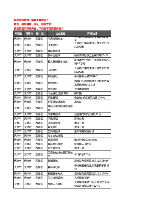 新版天津市天津市西青区墙布企业公司商家户名录单联系方式地址大全32家