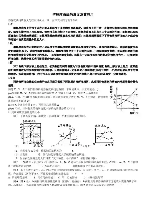 溶解度曲线的意义及其应用