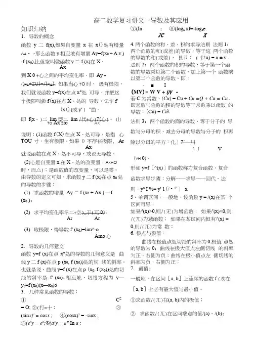 高二数学导数及其应用复习讲义有答案.docx