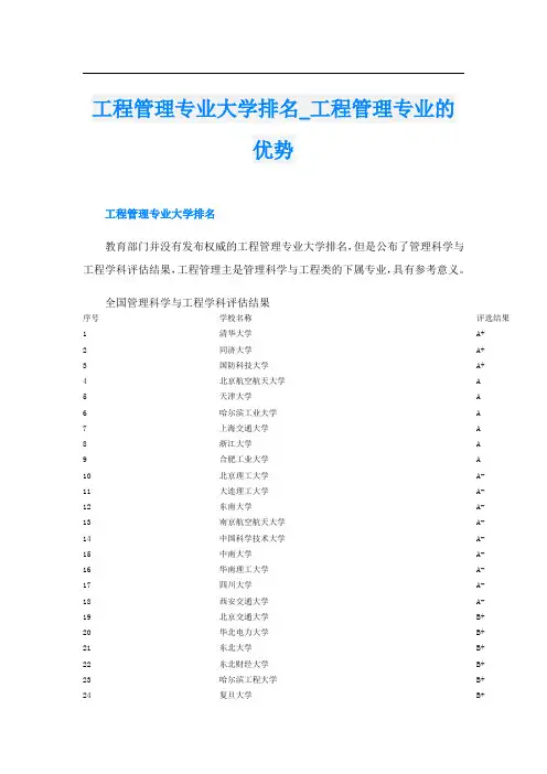 工程管理专业大学排名工程管理专业的优势