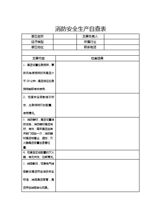 消防安全生产自查表