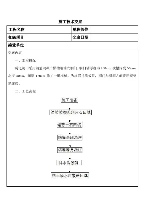 隧道洞门施工技术交底