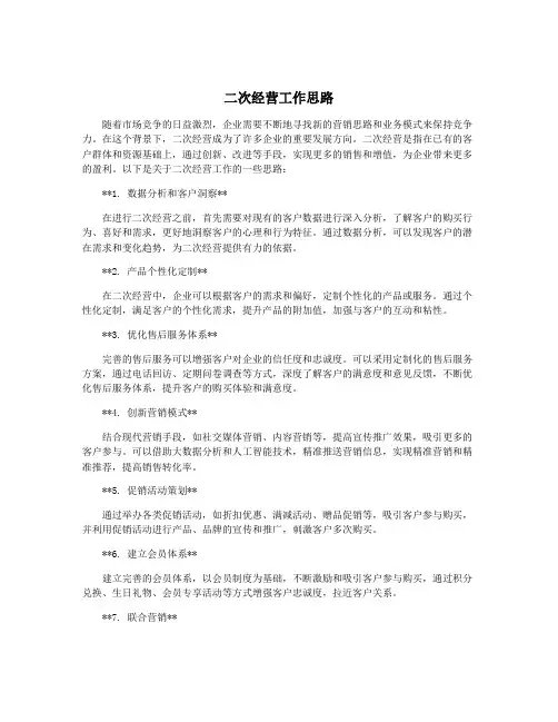 二次经营工作思路