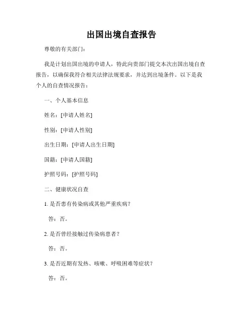 出国出境自查报告