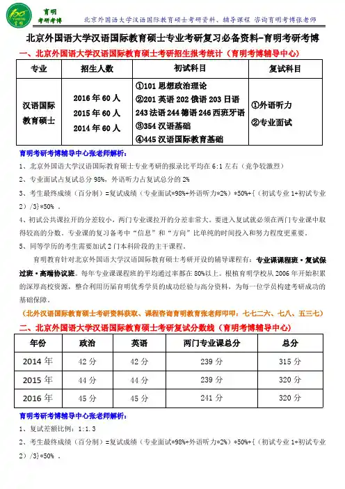 2017年北京外国语大学汉硕考研真题报考人数复试分数线