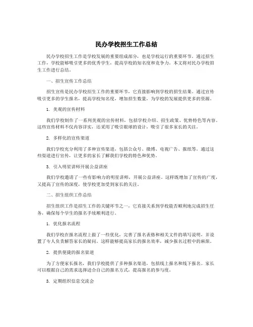 民办学校招生工作总结