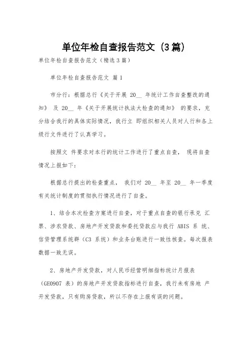 单位年检自查报告范文(3篇)