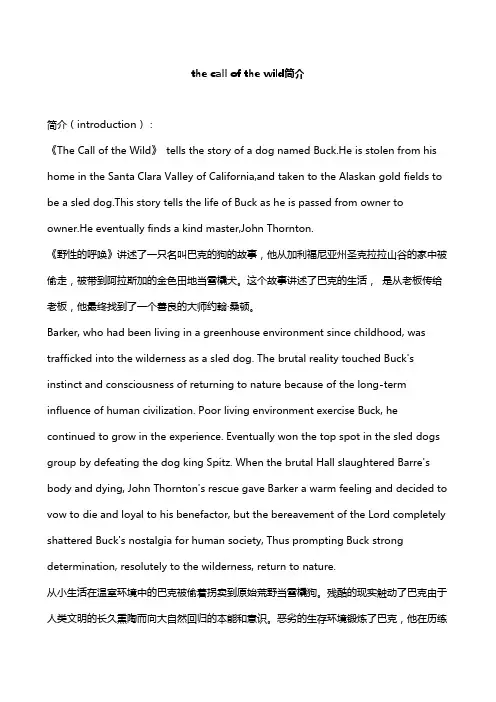 the call of the wild简介
