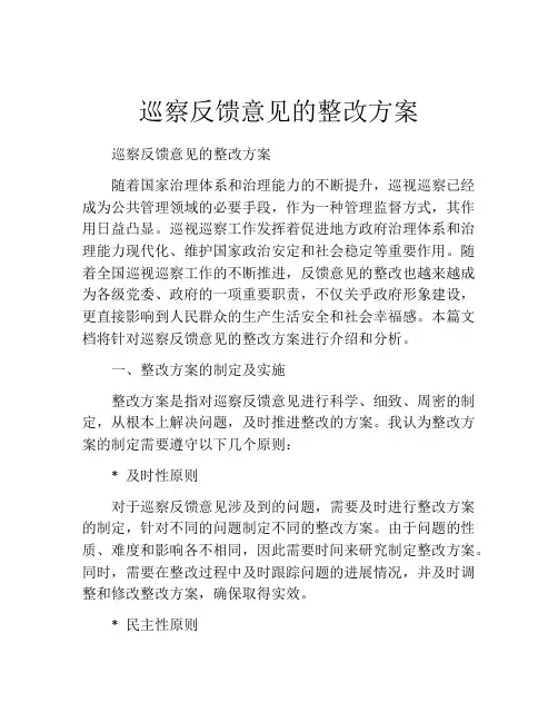 巡察反馈意见的整改方案