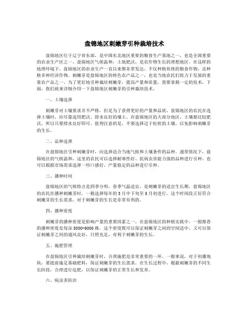 盘锦地区刺嫩芽引种栽培技术