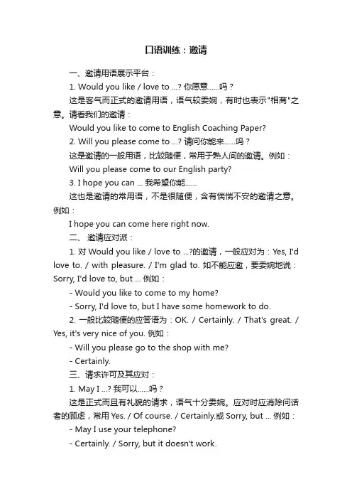 口语训练：邀请