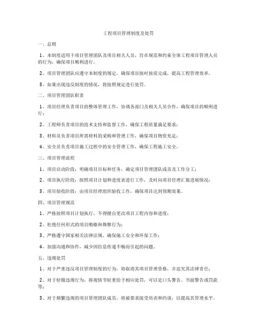 工程项目管理制度及处罚