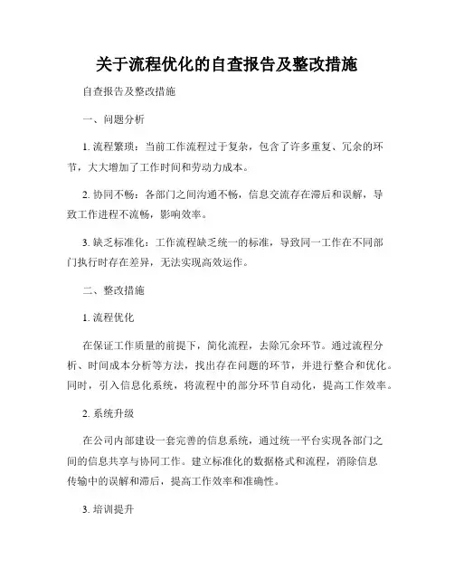 关于流程优化的自查报告及整改措施