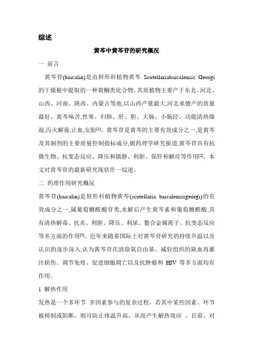 黄芩苷的研究概况