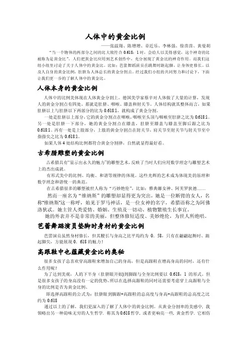 人体中的黄金比例
