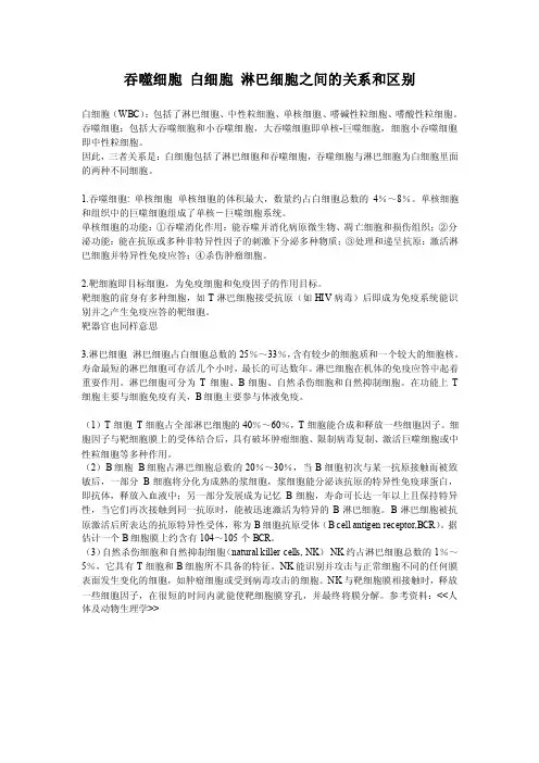 吞噬细胞白细胞淋巴细胞之间的关系和区别