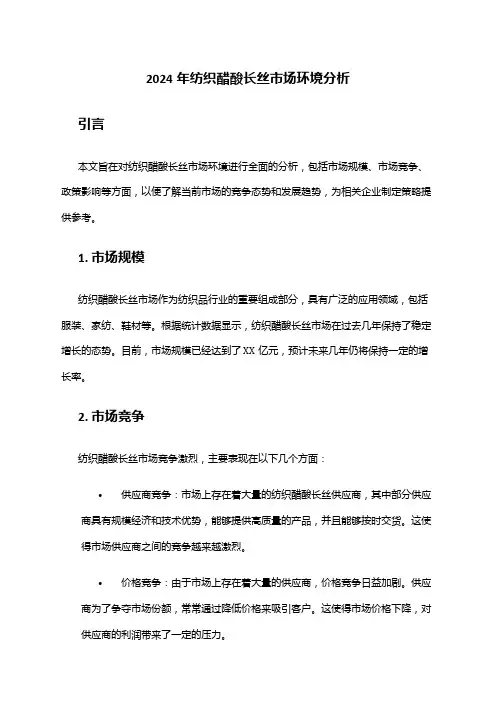 2024年纺织醋酸长丝市场环境分析