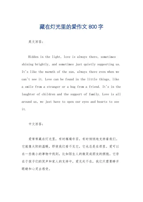 藏在灯光里的爱作文800字