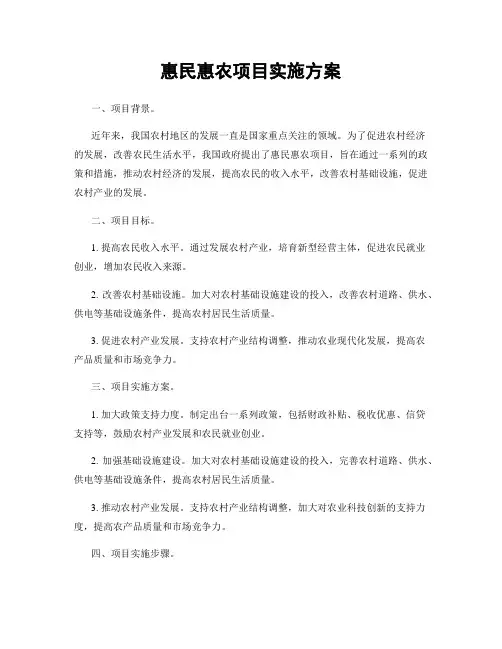 惠民惠农项目实施方案