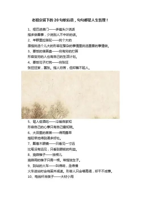 老祖宗留下的20句歇后语，句句都是人生哲理！