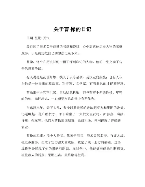关于曹 操的日记