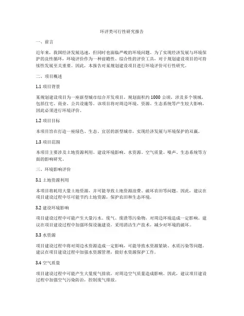 环评类可行性研究报告