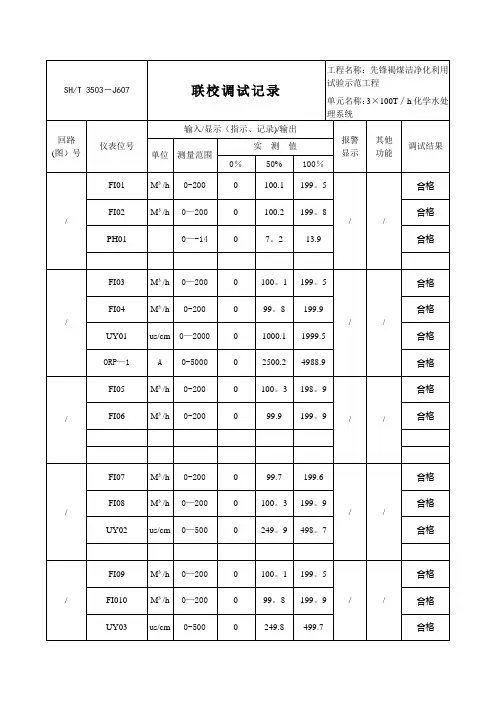 仪表联校调试记录表(格式)7.9