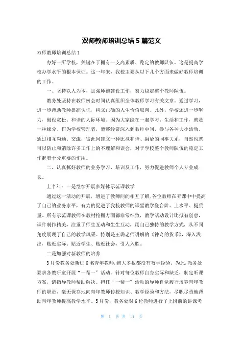 双师教师培训总结5篇范文