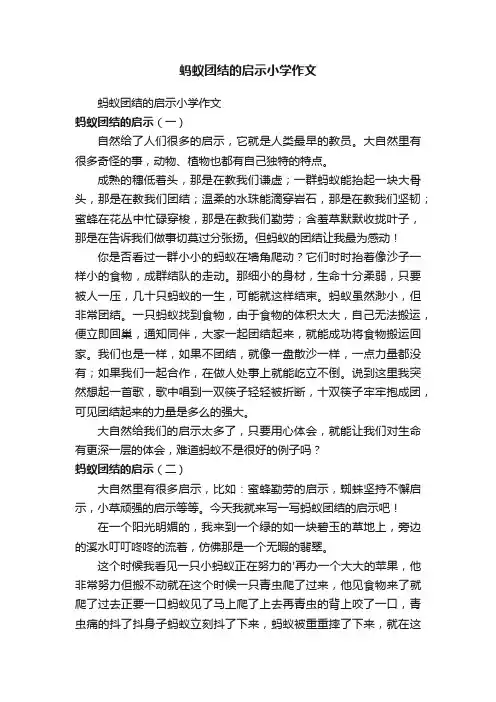 蚂蚁团结的启示小学作文