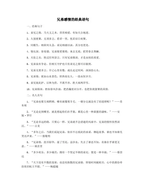 兄弟感情的经典语句