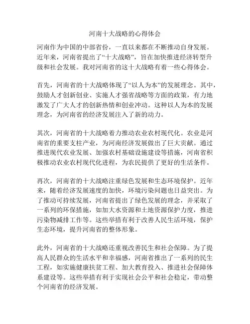 河南十大战略的心得体会