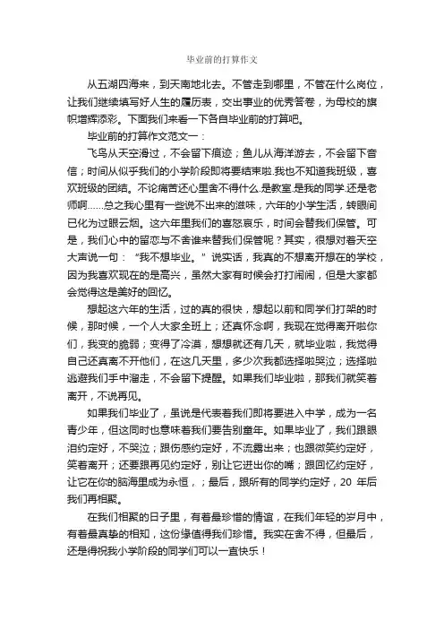 毕业前的打算作文