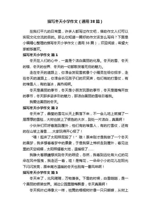 描写冬天小学作文（通用38篇）