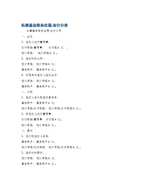 私募基金账务处理,会计分录